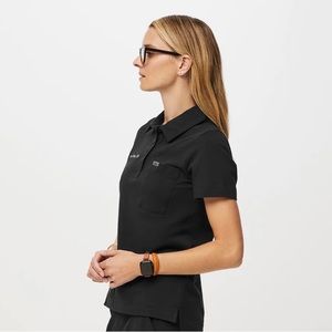 FIGSPRO Pique Shortsleeve Polo - Women’s Technical Pique Scrub Polo - Black S